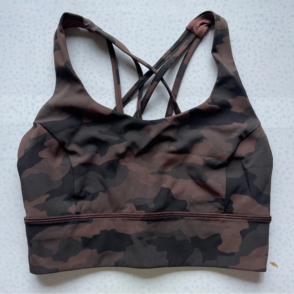 lululemon athletica Brown & Black Camo Strappy Sports Bra